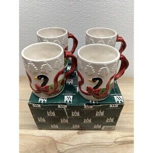 Vtg Wilton Court Quacker NR. Set Of 4 Porcelain Coffee Mugs NIB